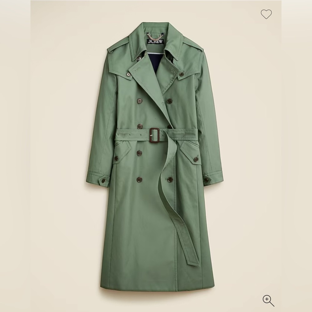 J.CREW NWT Olive Double-Breasted Trench Coat $368 SIZE 0 Classic Fit Staple Fall - Picture 6 of 11